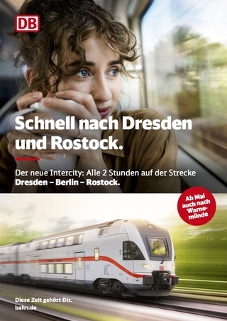 Deutsche Bahn, Anzeige für neue IC Verbindungen (Zugmotiv)